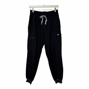 Figs Jogger Scrub Pants High Waisted Uman Relaxed Black Small Technical Medical